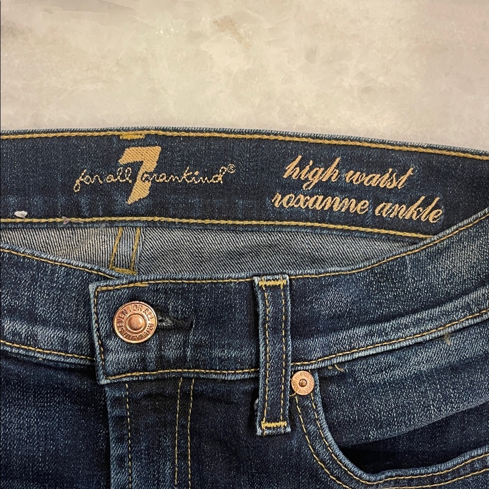 7 For All Mankind Women's High Waist Ankle Jeans - Dark Blue